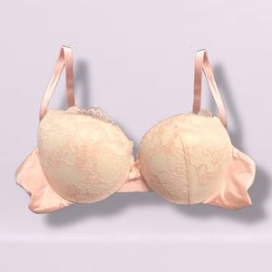 Maidenform Love the Lift Pink & Ivory Lace Super Push-up Bra